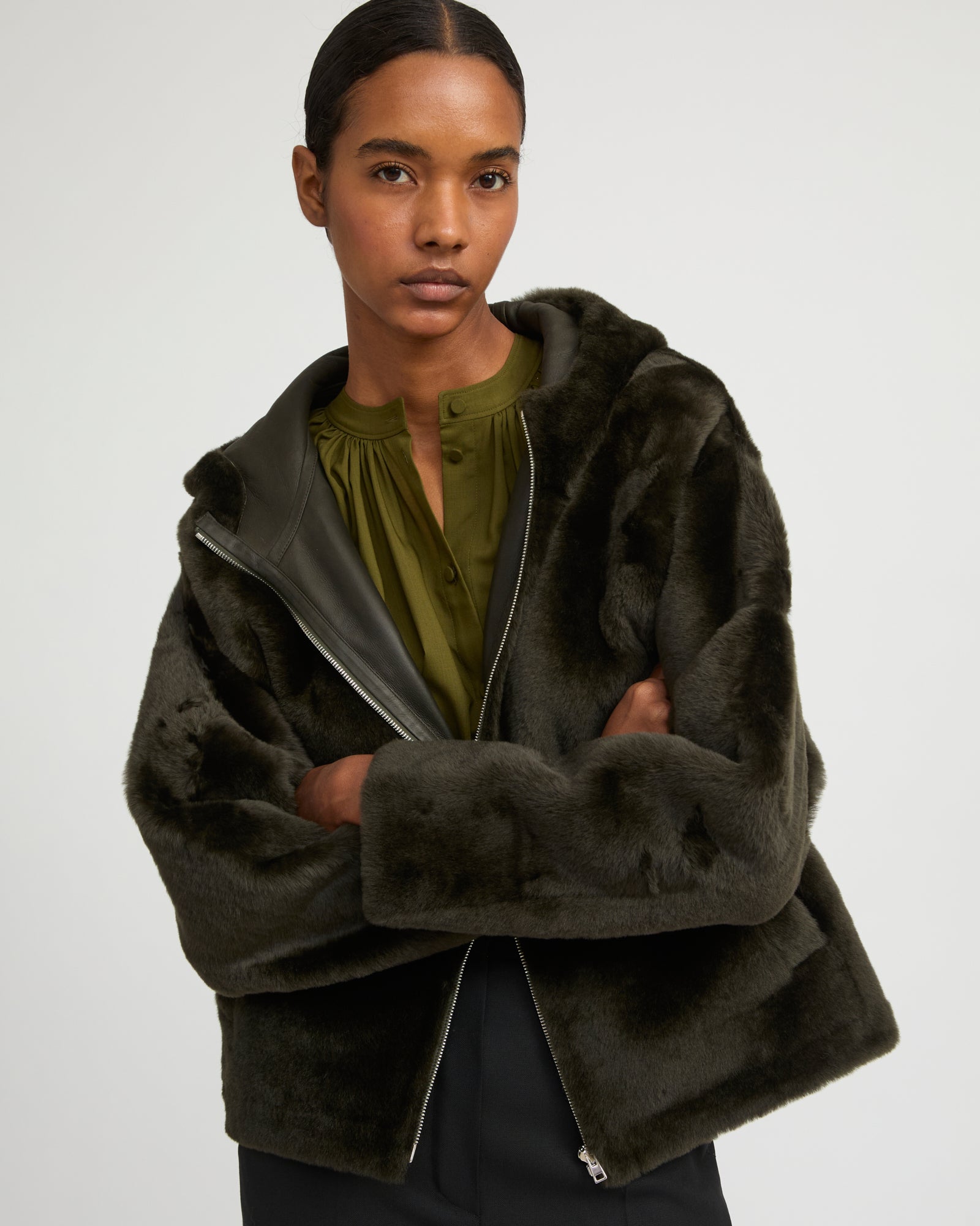 Hooded shearling jacket - Yves Salomon