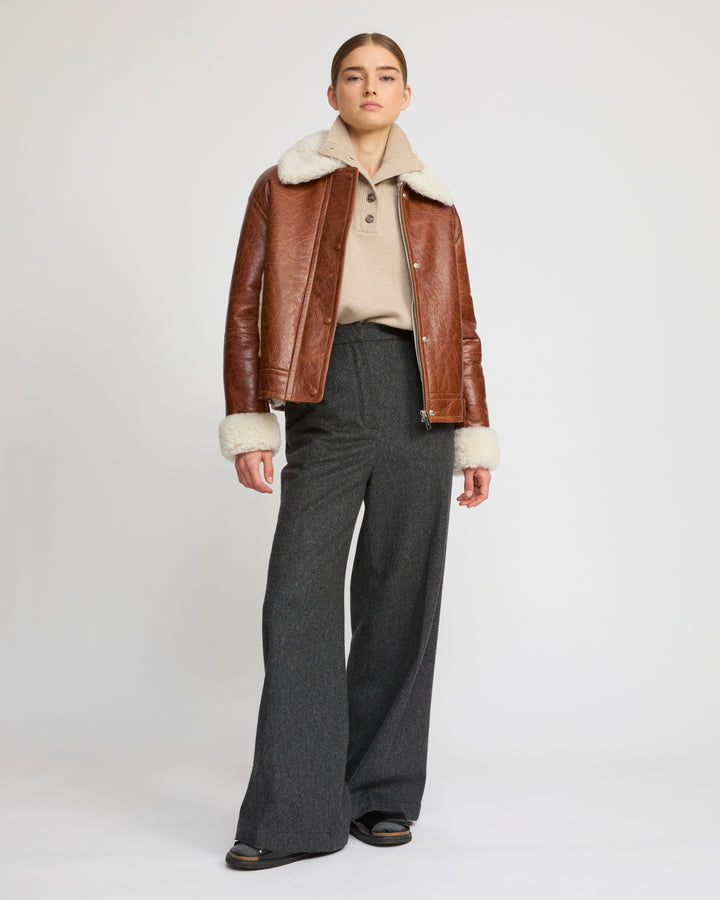 Short jacket in curly Tuscan shearling with vintage finish