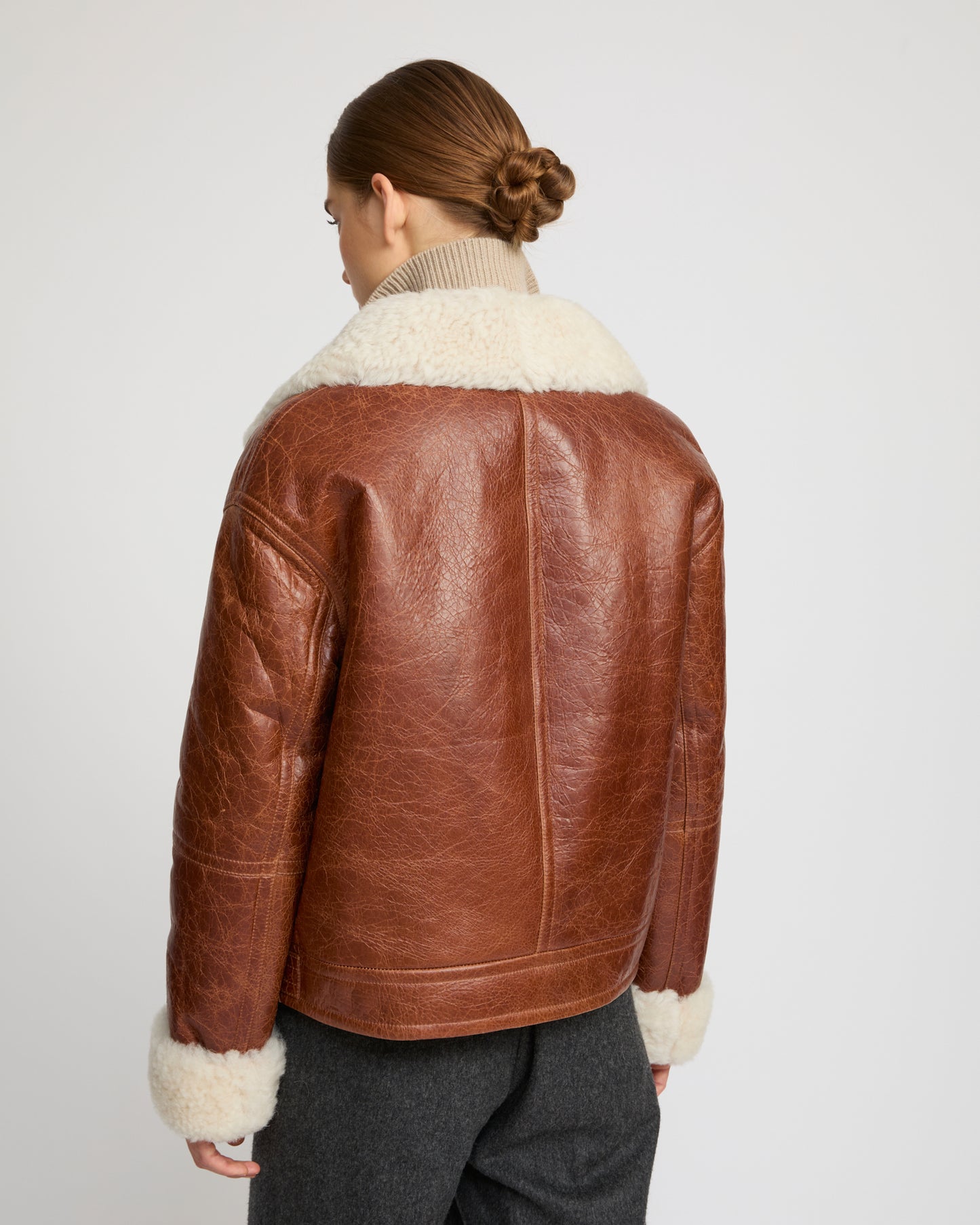 Short jacket in curly Tuscan shearling with vintage finish