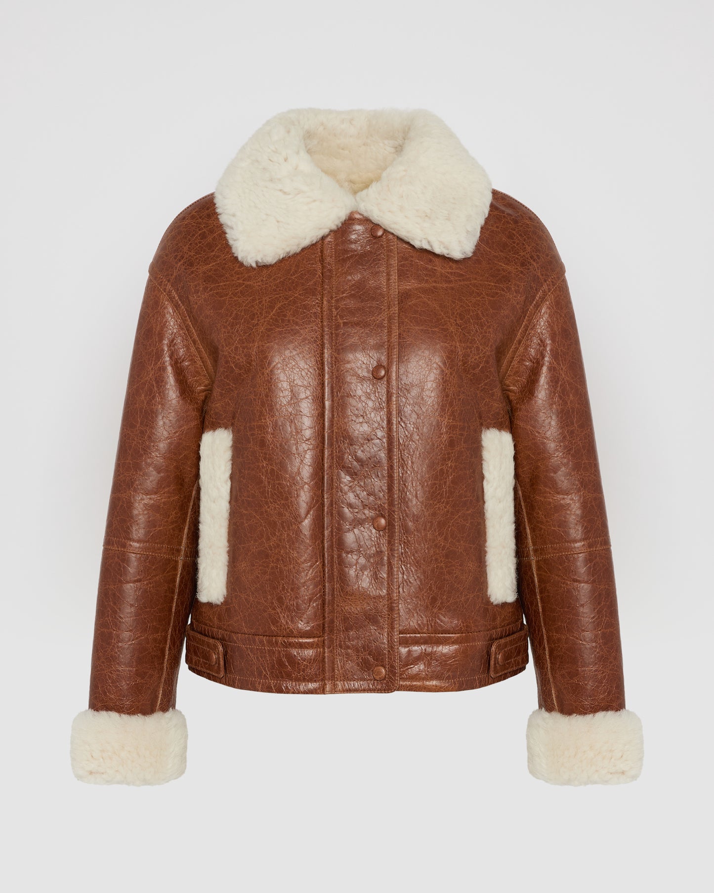 Short jacket in curly Tuscan shearling with vintage finish