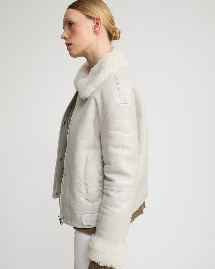 Short jacket in curly Tuscan shearling with vintage finish