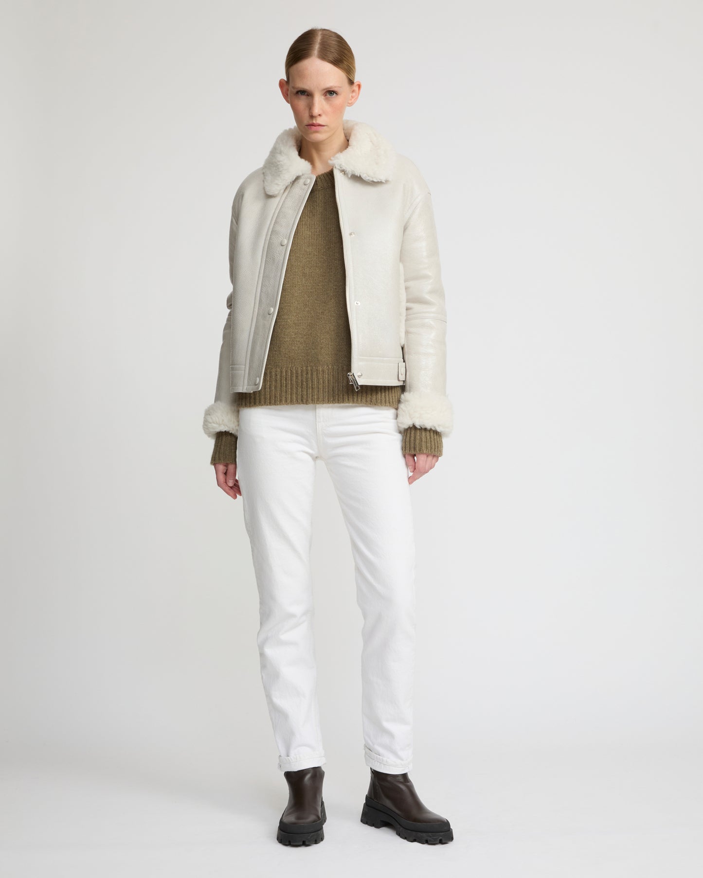 Short jacket in curly Tuscan shearling with vintage finish