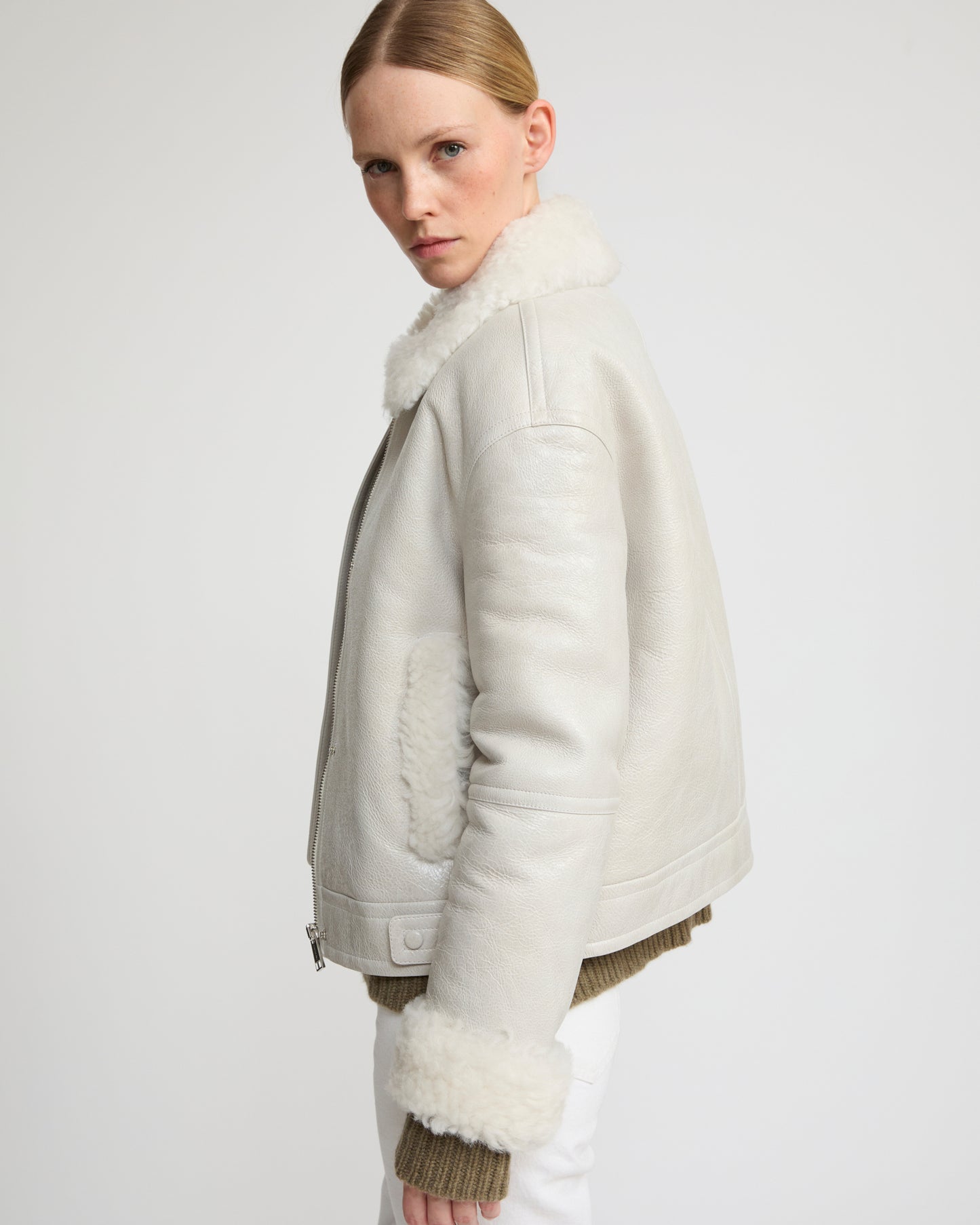 Short jacket in curly Tuscan shearling with vintage finish