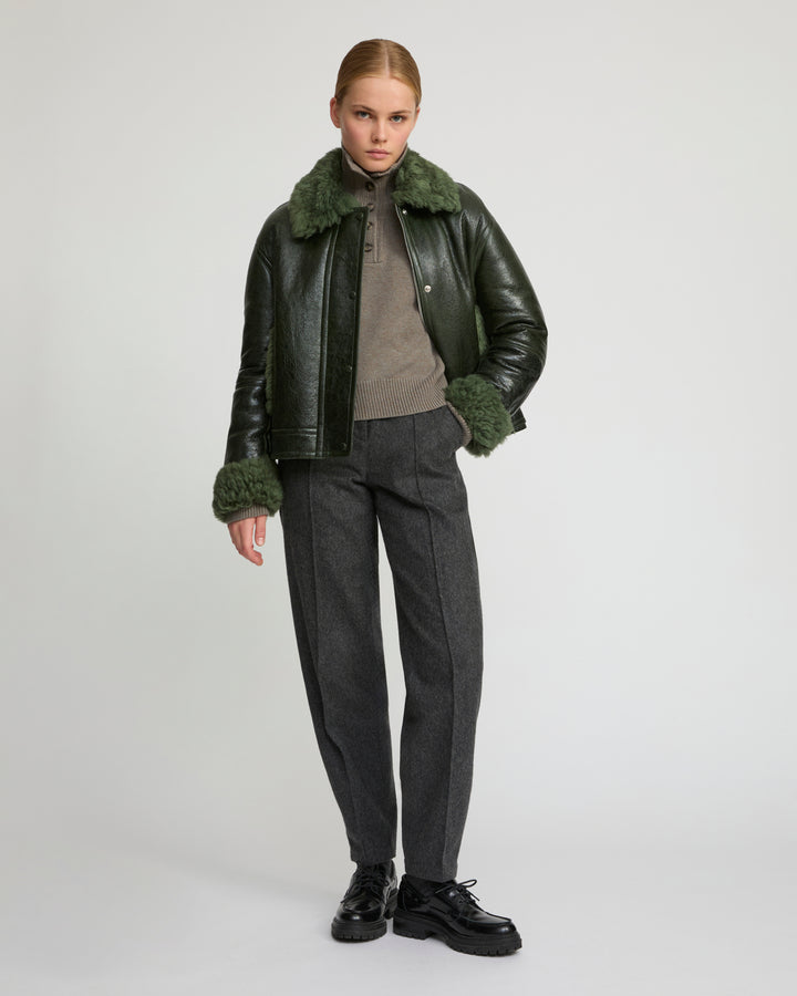 Short jacket in curly Tuscan shearling with vintage finish