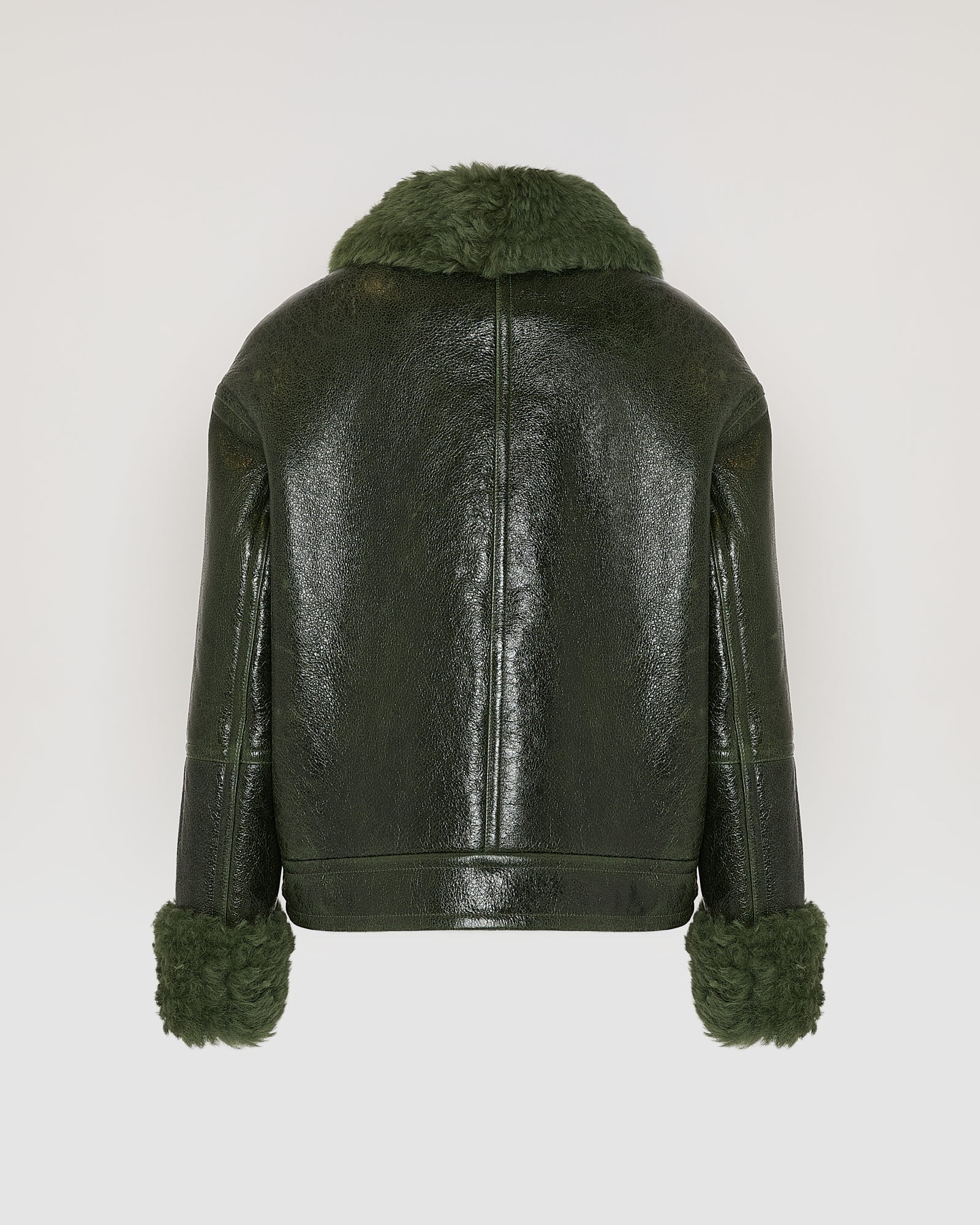Short jacket in curly Tuscan shearling - green - Winter sale