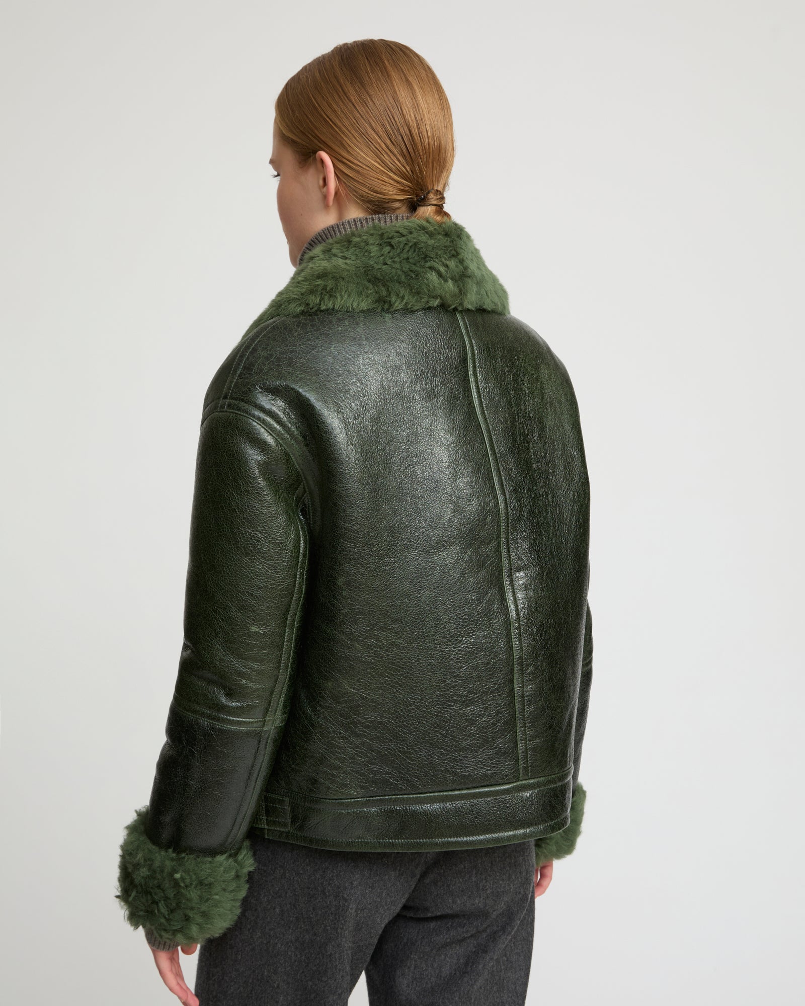 Short jacket in curly Tuscan shearling with vintage finish - Yves Salomon