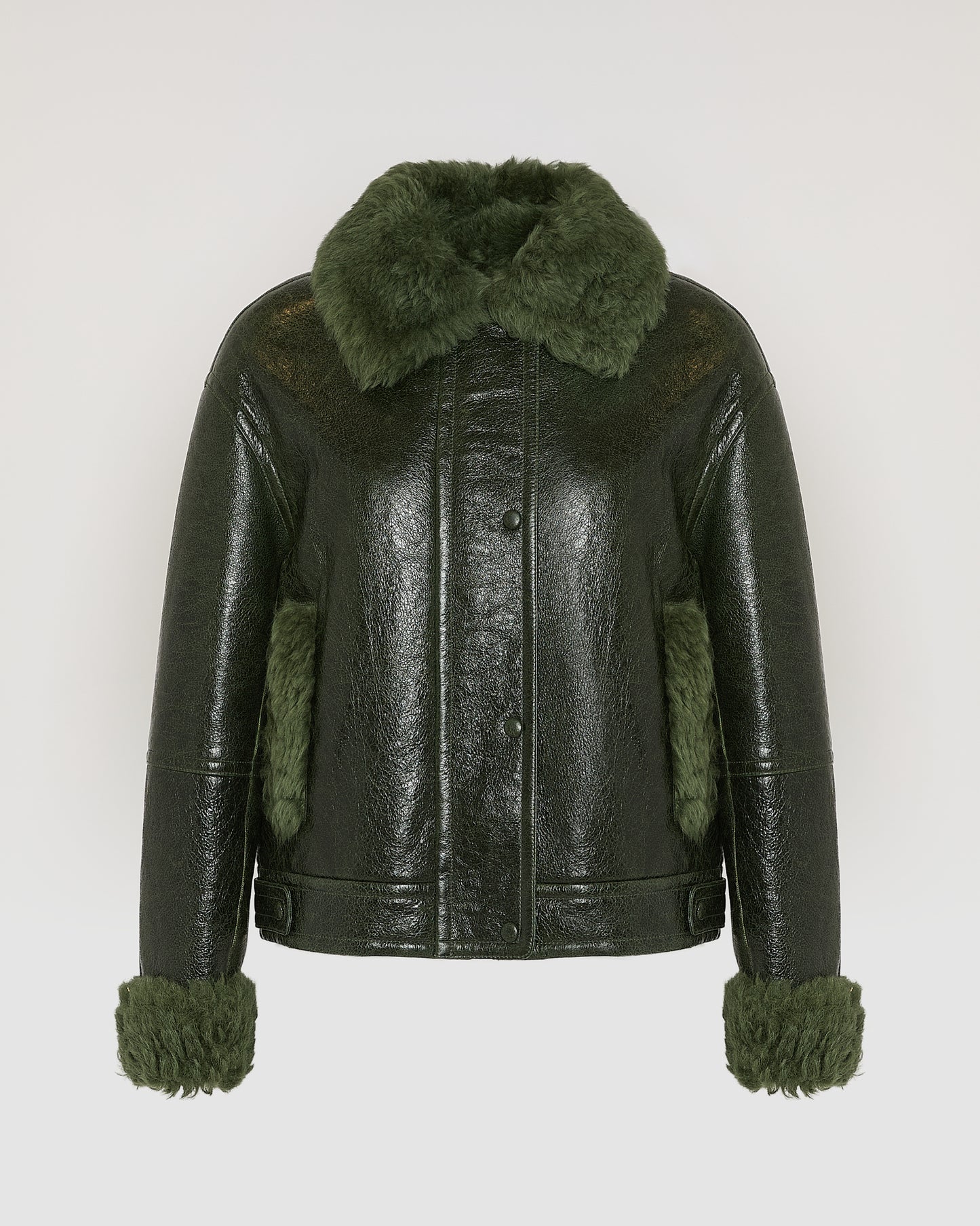 Short jacket in curly Tuscan shearling with vintage finish - Yves Salomon
