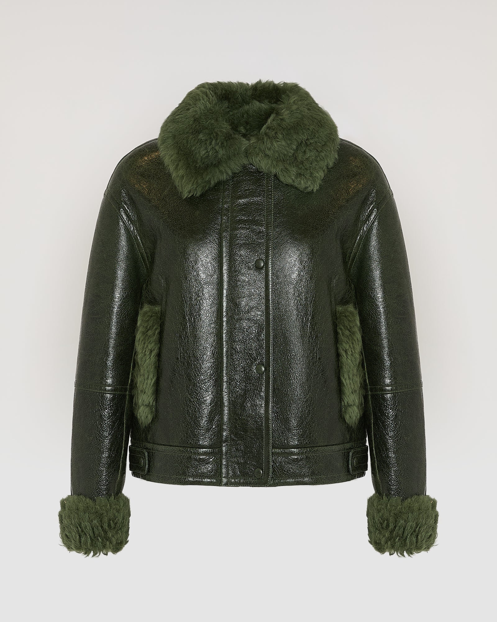 Short jacket in curly Tuscan shearling with vintage finish - Yves Salomon