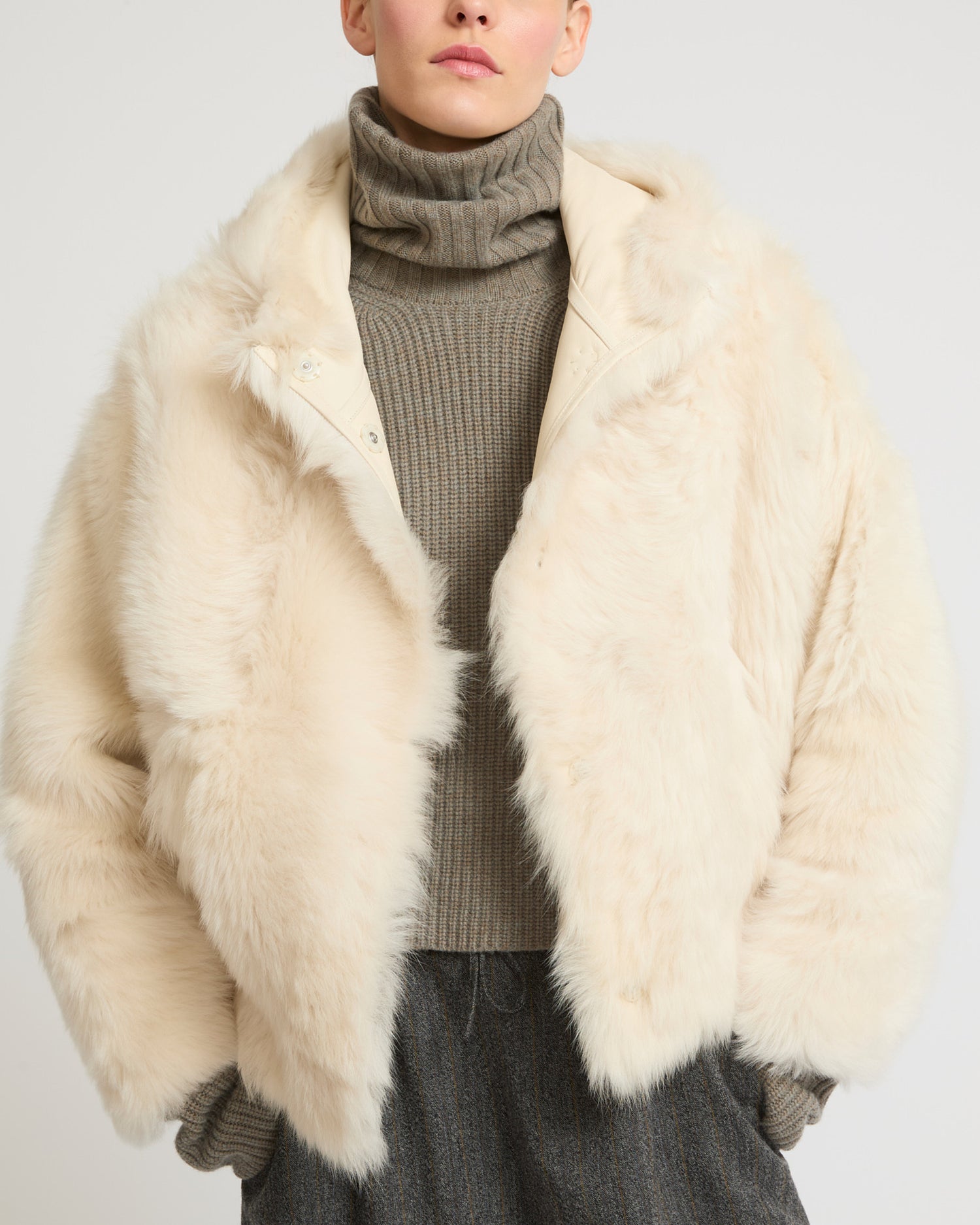 Short hooded jacket in Toscana Folk lambskin -Yves Salomon