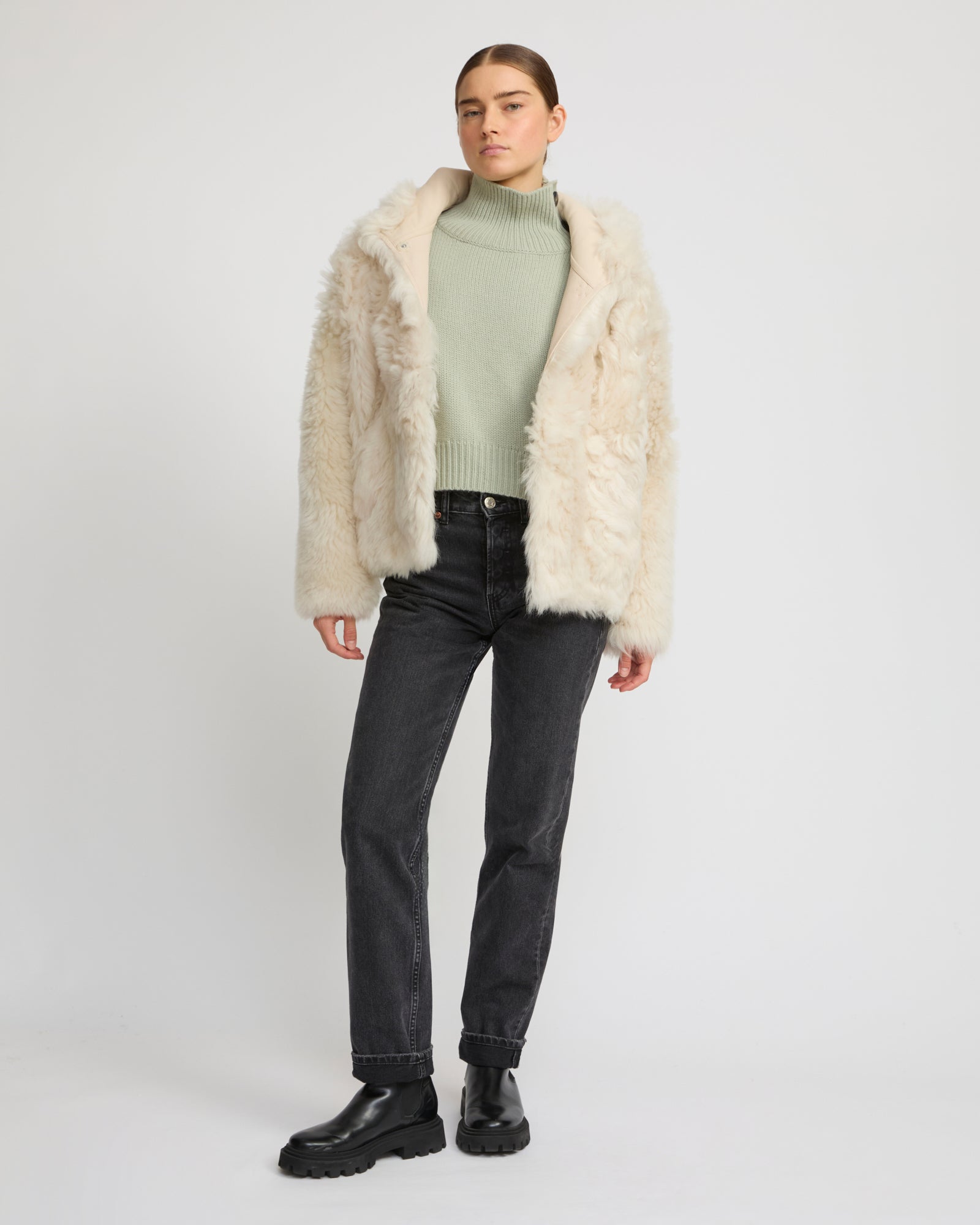 Short hooded jacket in Toscana Folk lambskin - Yves Salomon