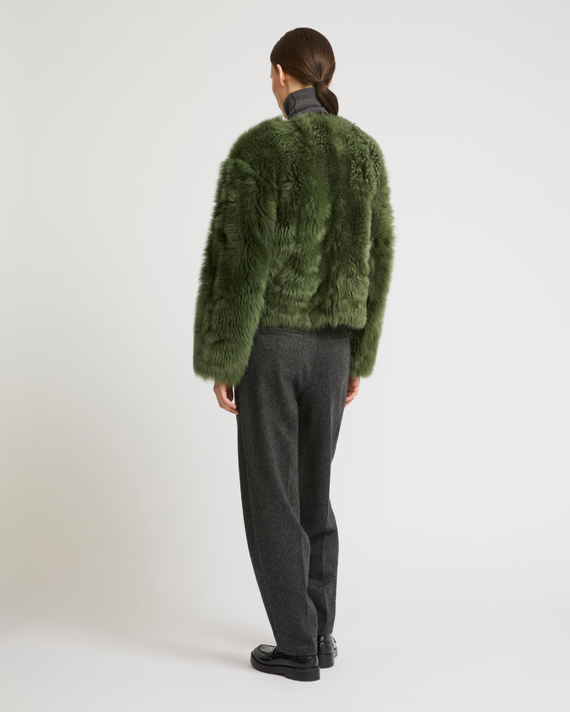 Short jacket in Toscana Folk lambskin - green - Yves Salomon