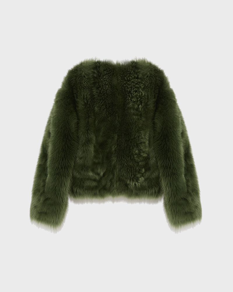 Short jacket in Toscana Folk lambskin - green - Yves Salomon