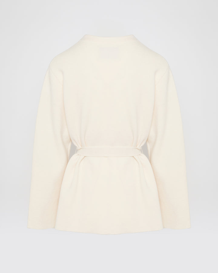 Black Friday - Yves Salomon - Belted knit and mink jacket - white - back view