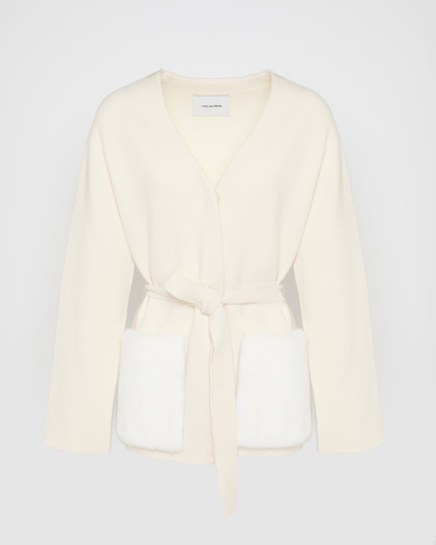 Belted knit and mink jacket