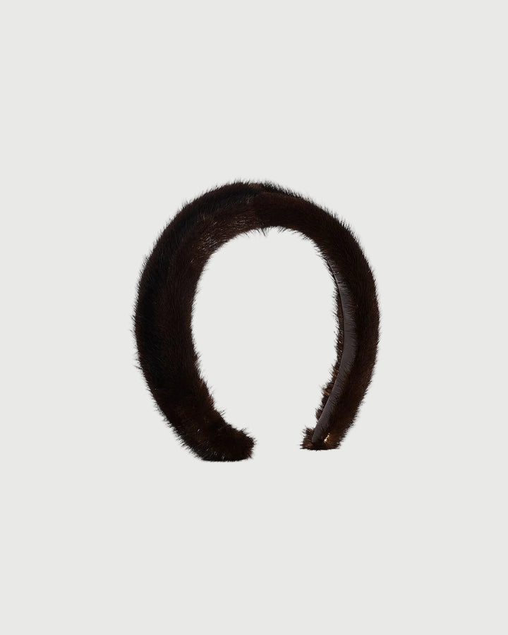 Mink fur and leather hairband