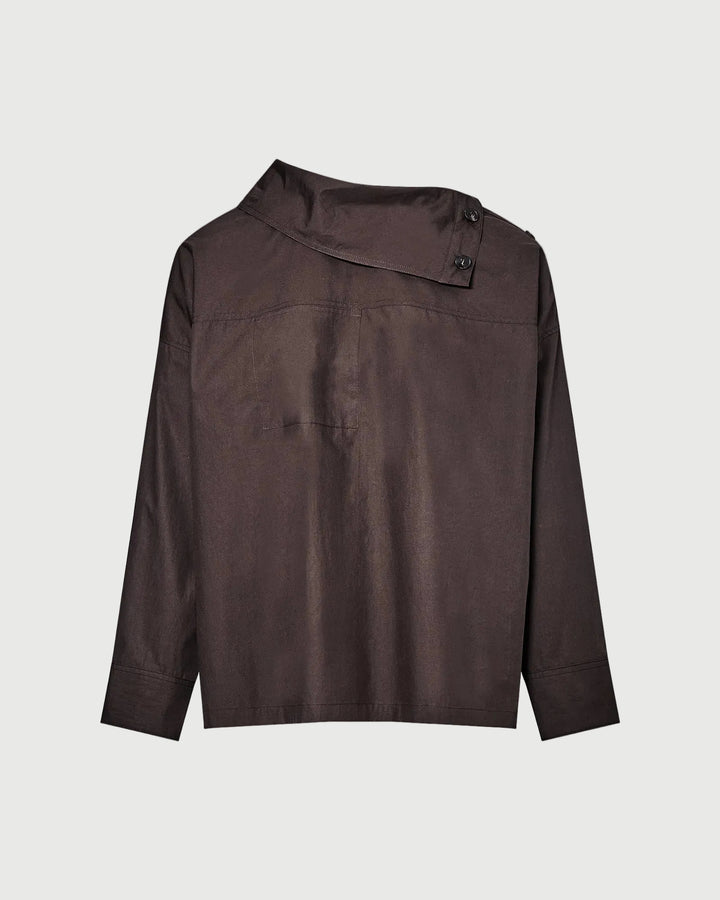 Poplin funnel neck blouse