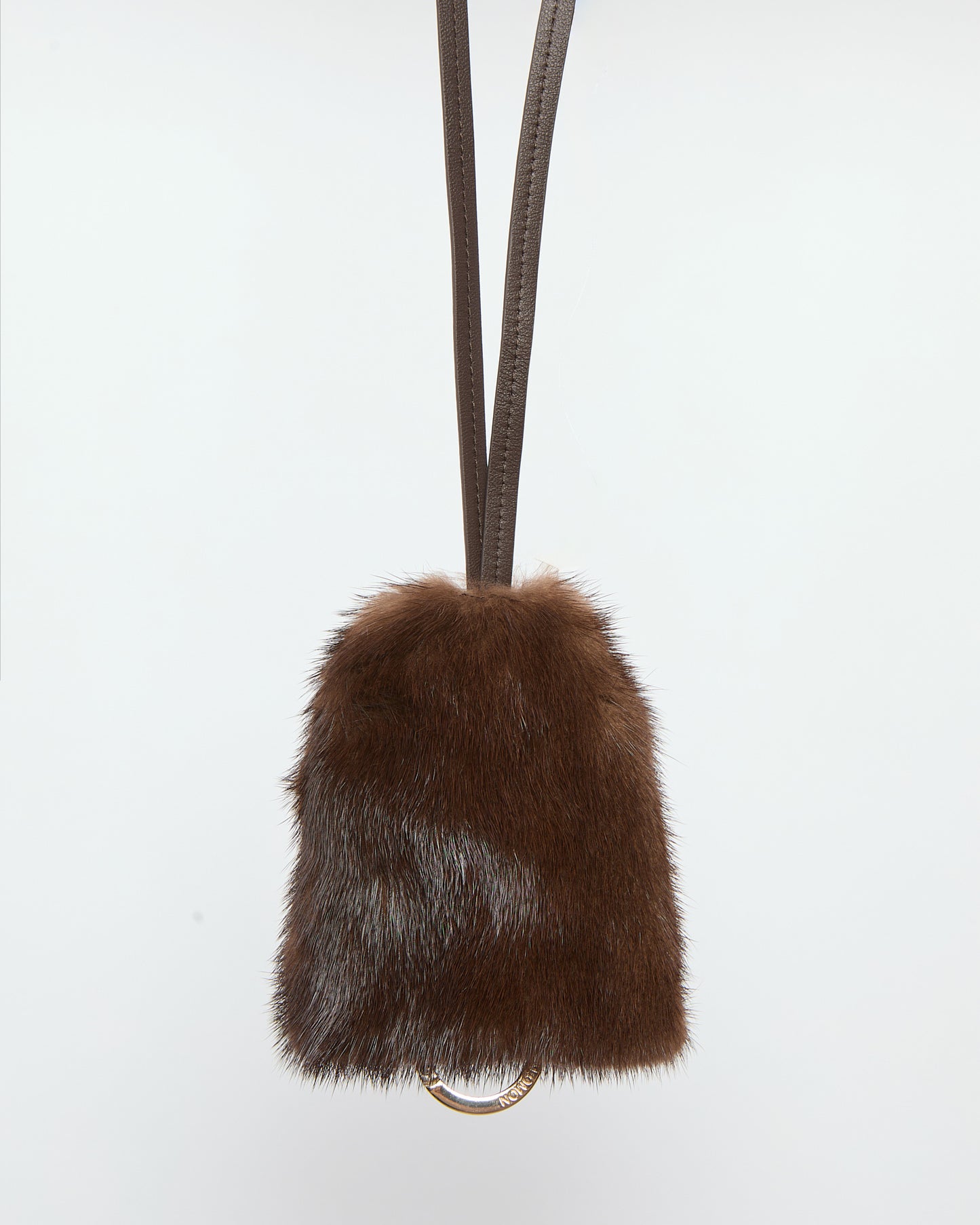Mink fur and leather key holder