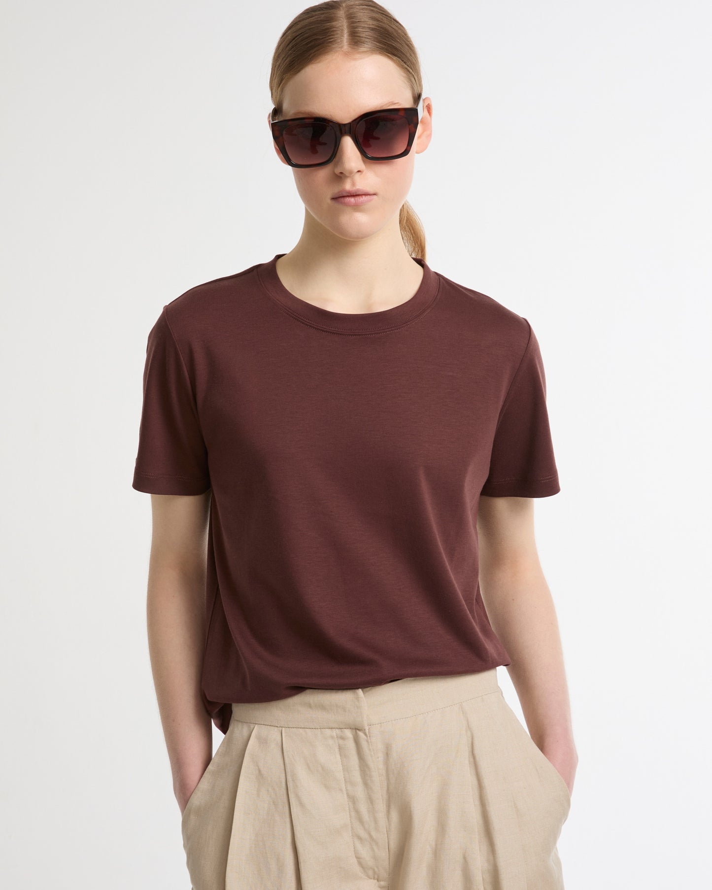 Cotton-silk interlock T-shirt