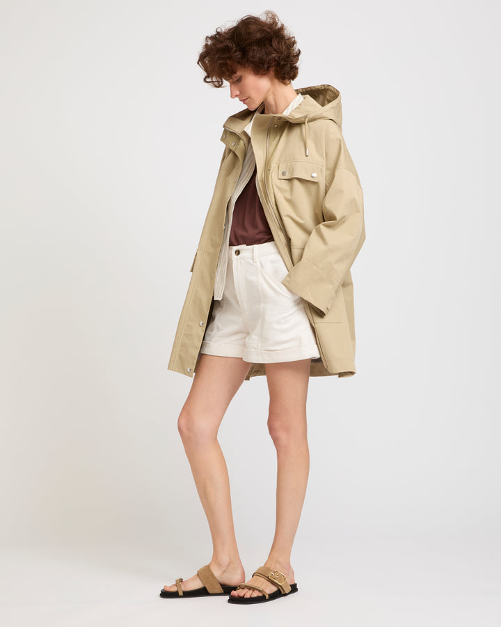 Waterproof cotton-blend hooded parka