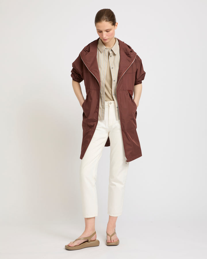Hooded parka in waterproof technical fabric