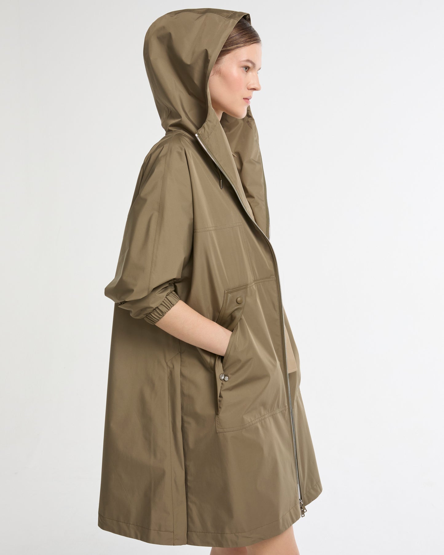 Hooded parka in waterproof technical fabric
