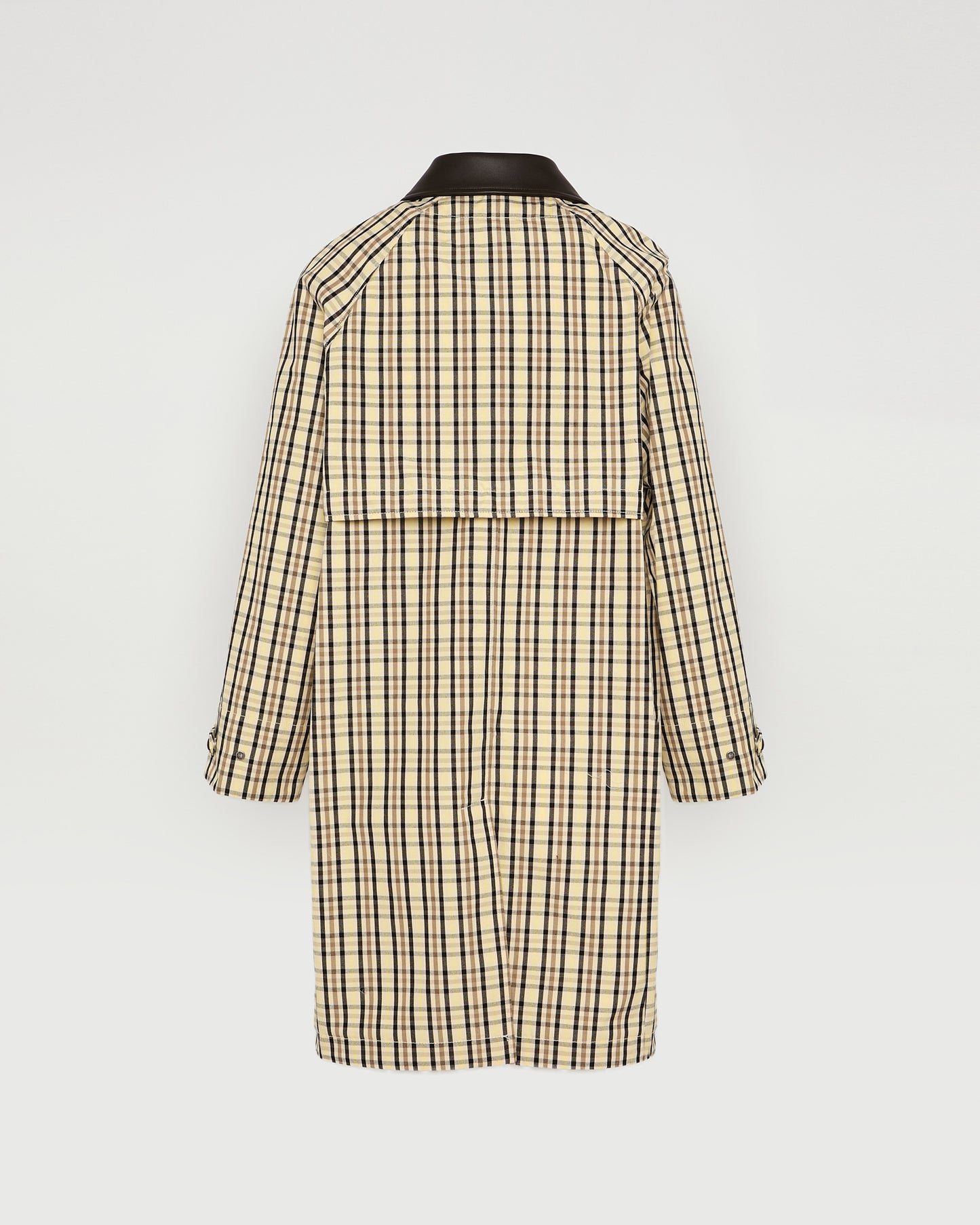Check pattern jacquard fabric parka with leather collar -Summer sale - Yves Salomon