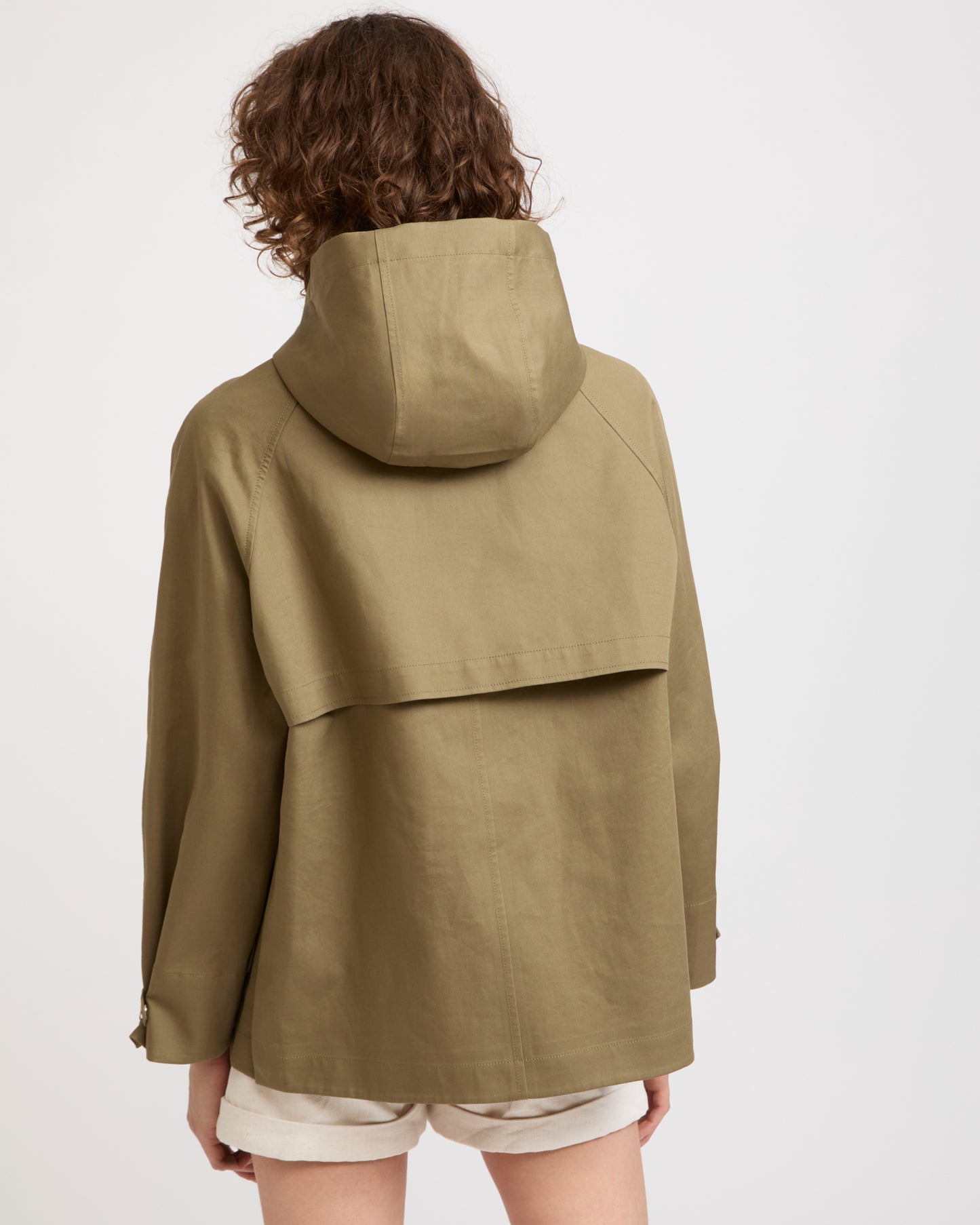 Hooded parka in two-tone double-sided cotton