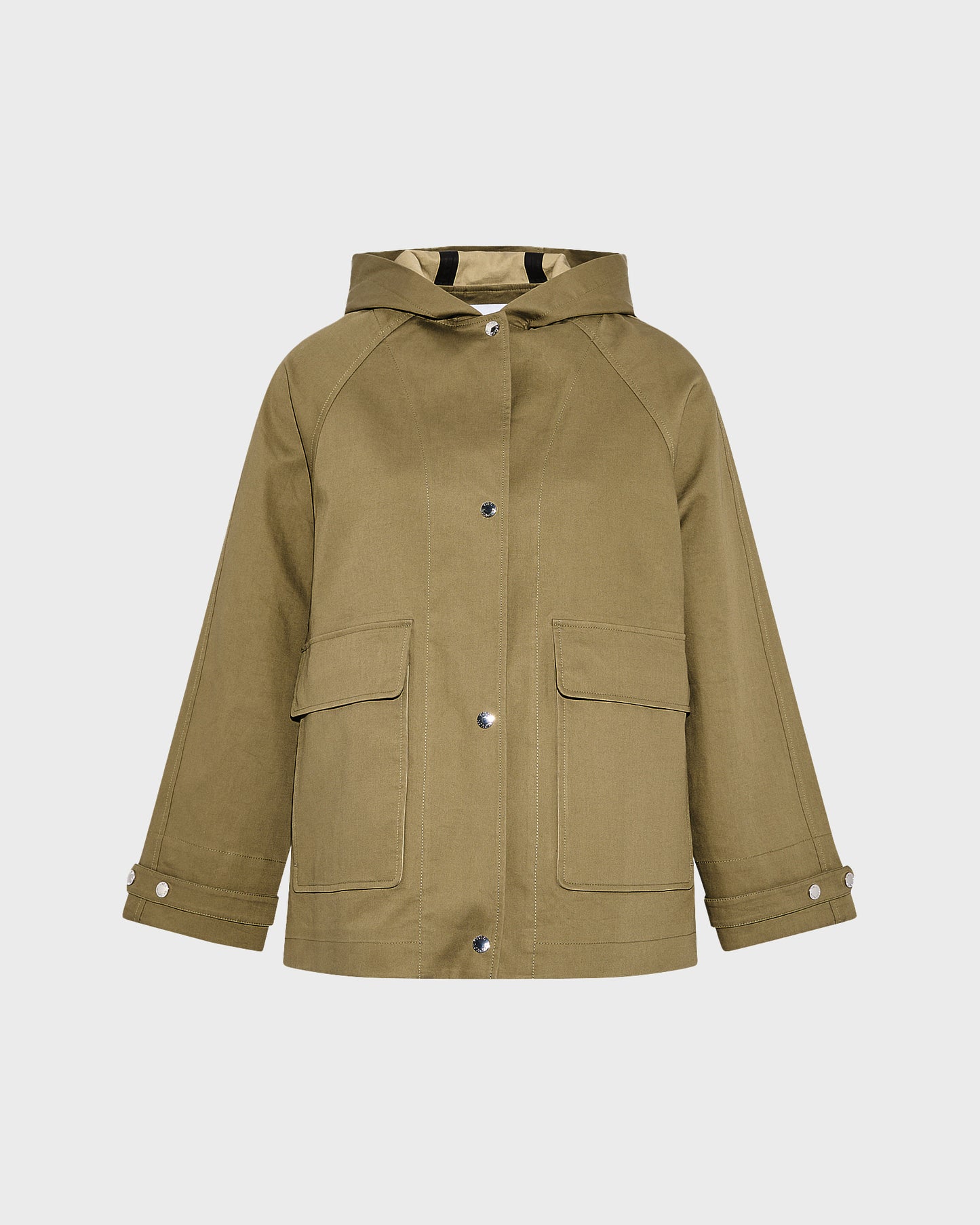 Hooded parka in two-tone double-sided cotton