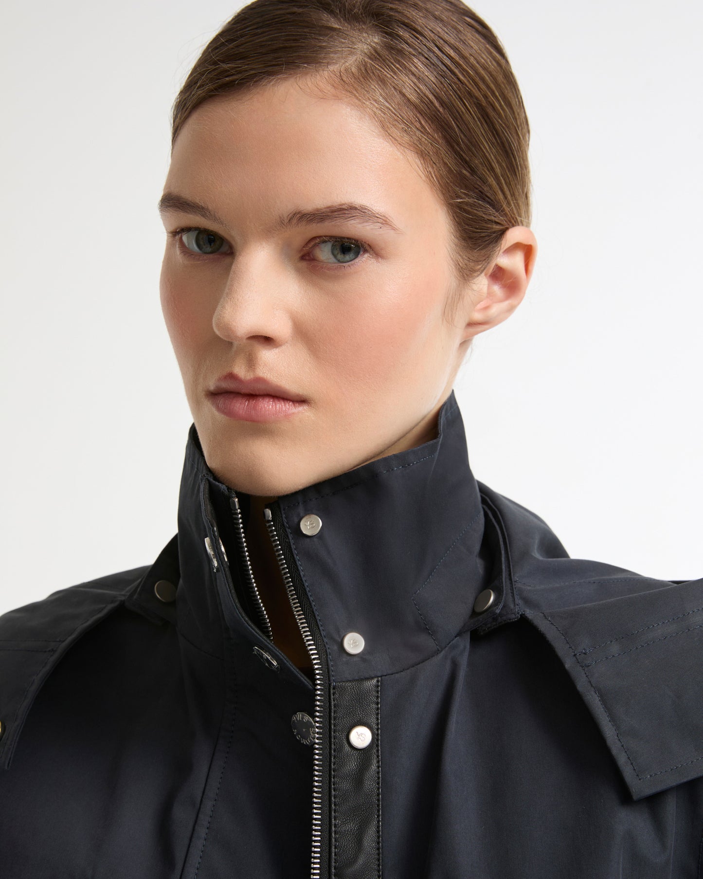 Safari parka in waterproof cotton-blend and leather