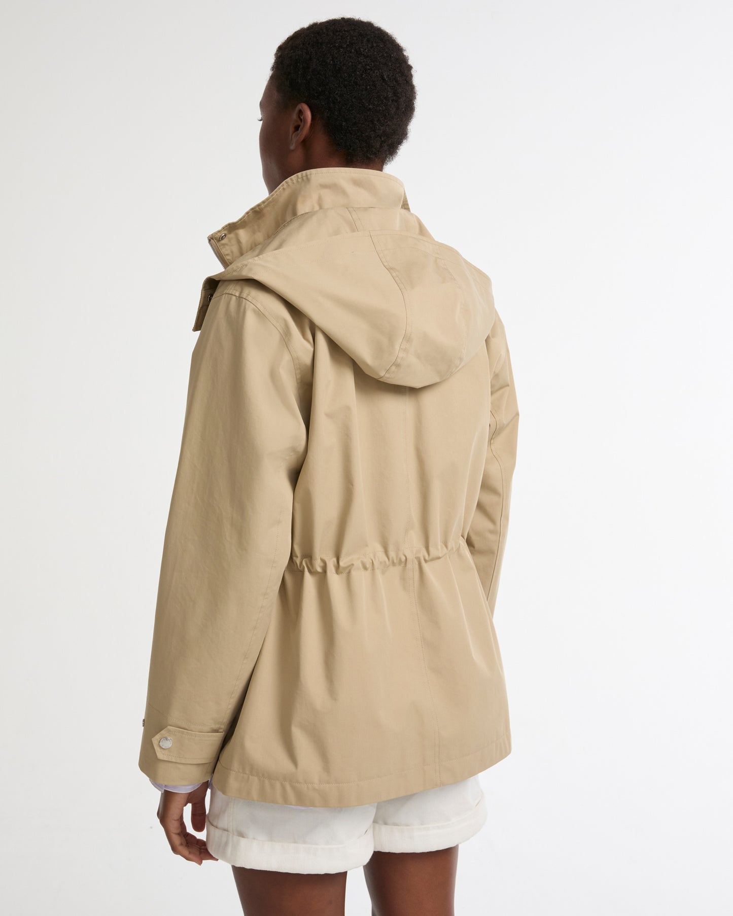 Safari parka in waterproof cotton-blend and leather