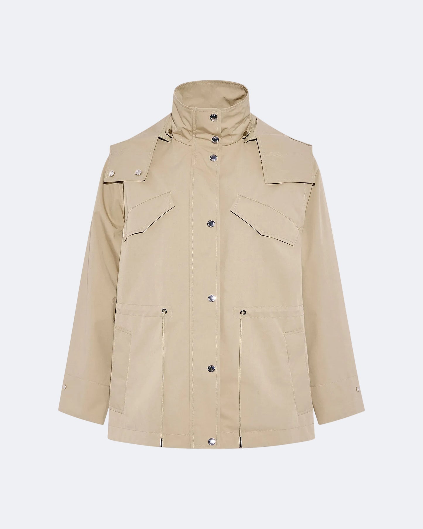Safari parka in waterproof cotton-blend and leather