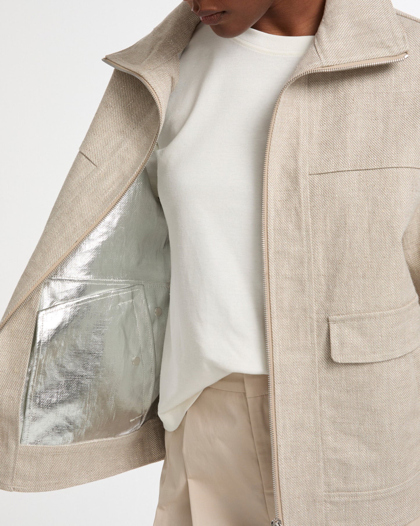 Silver double-sided linen jacket
