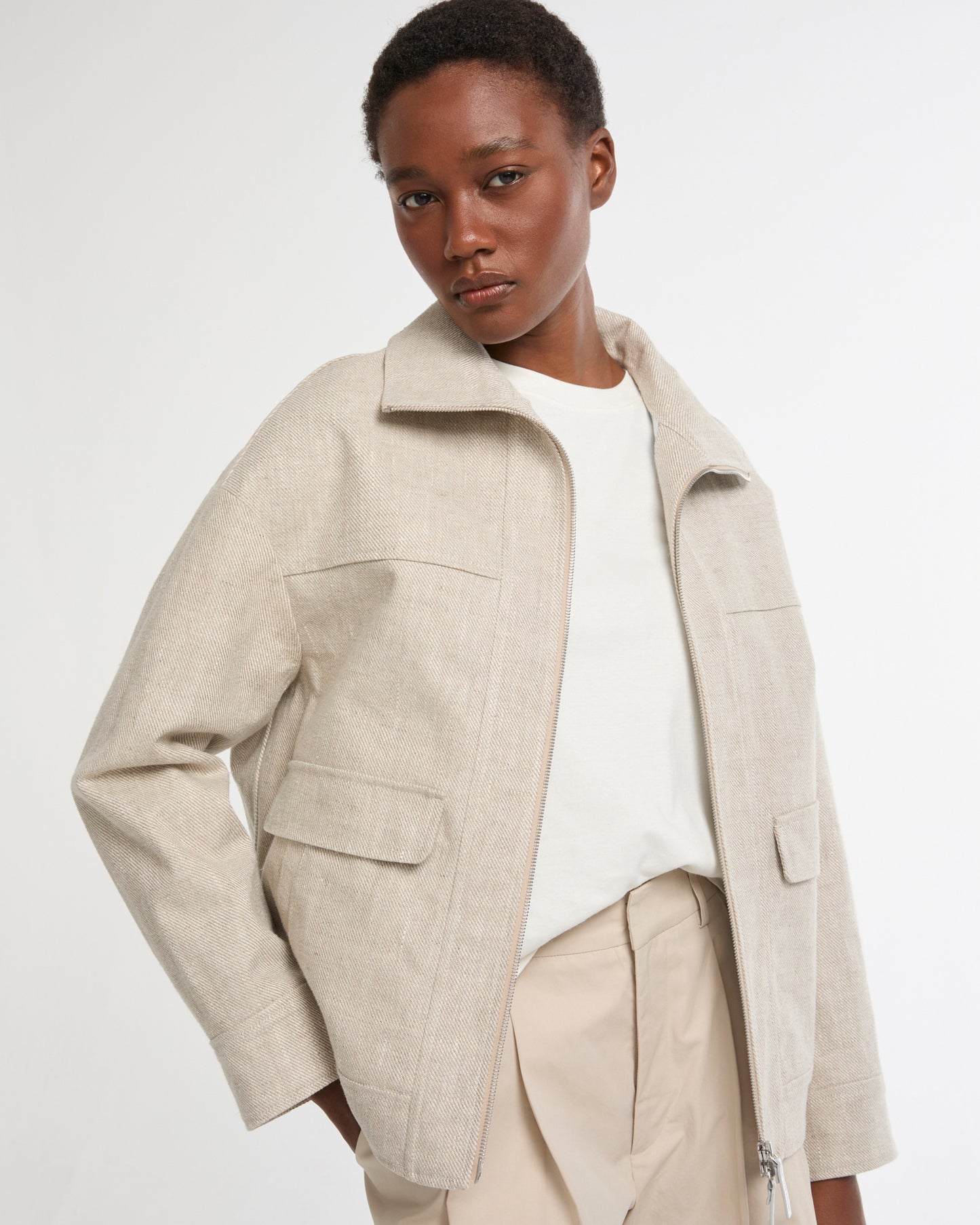Silver double-sided linen jacket
