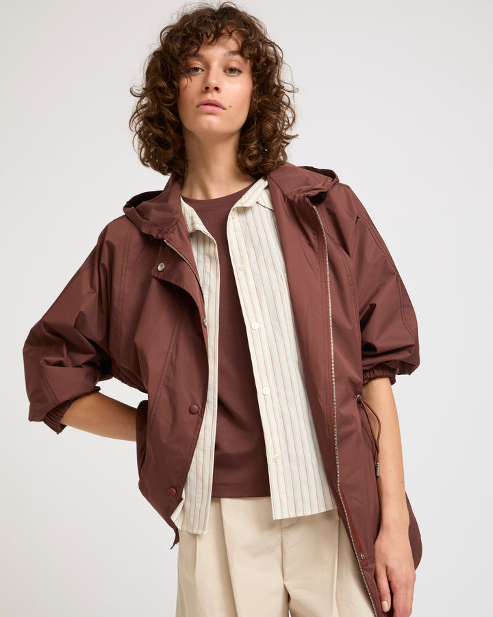 Waterproof technical fabric cape parka