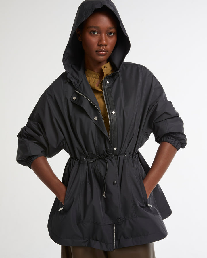 Waterproof technical fabric cape parka