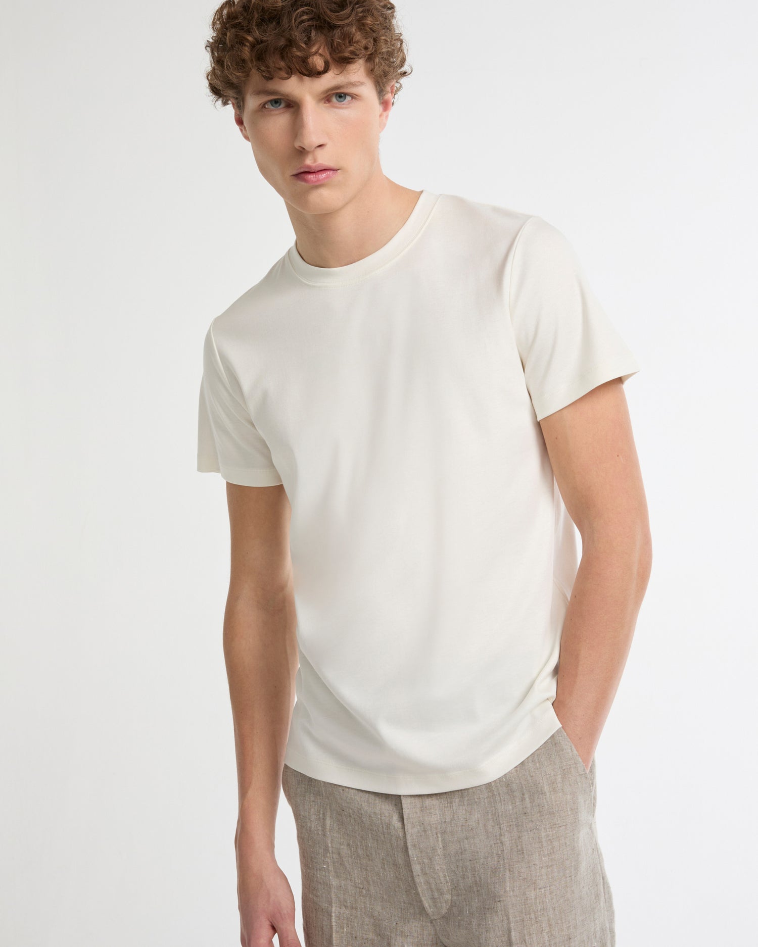 Cotton-silk interlock T-shirt -Summer sale - Yves Salomon