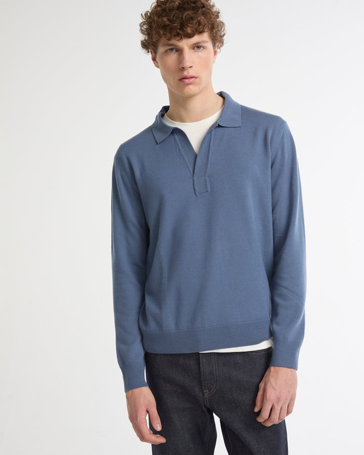 Polo neck jumper in 100% merino wool knit