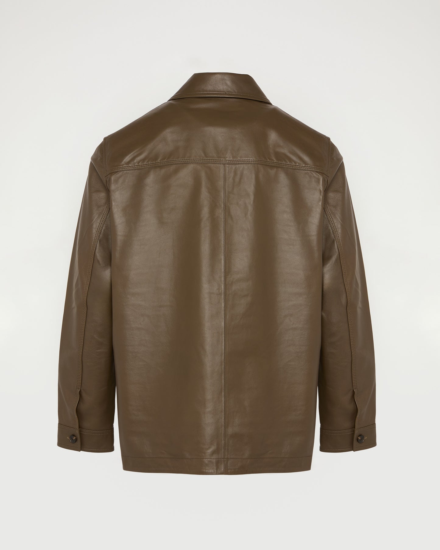 Overshirt-style lambskin leather jacket