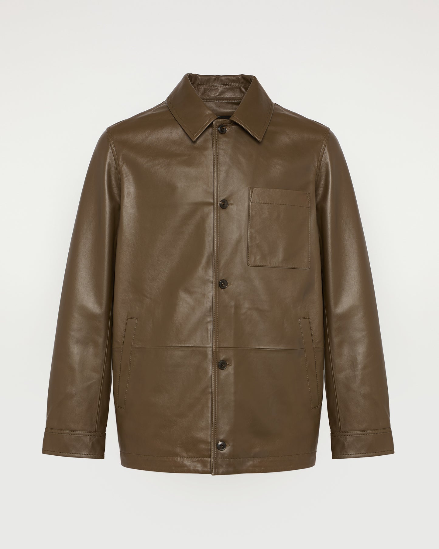 Overshirt-style lambskin leather jacket