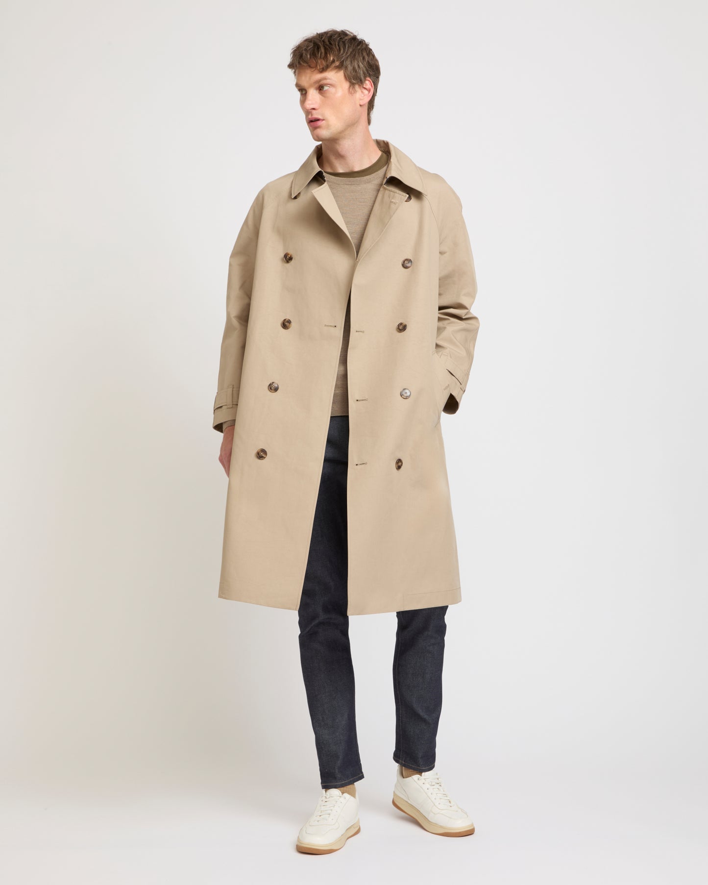 Two-tone double-sided cotton trench coat