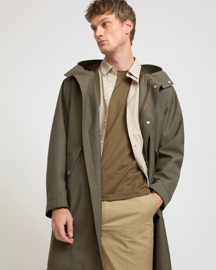 Pilot Parka in technical fabric with a cool wool look