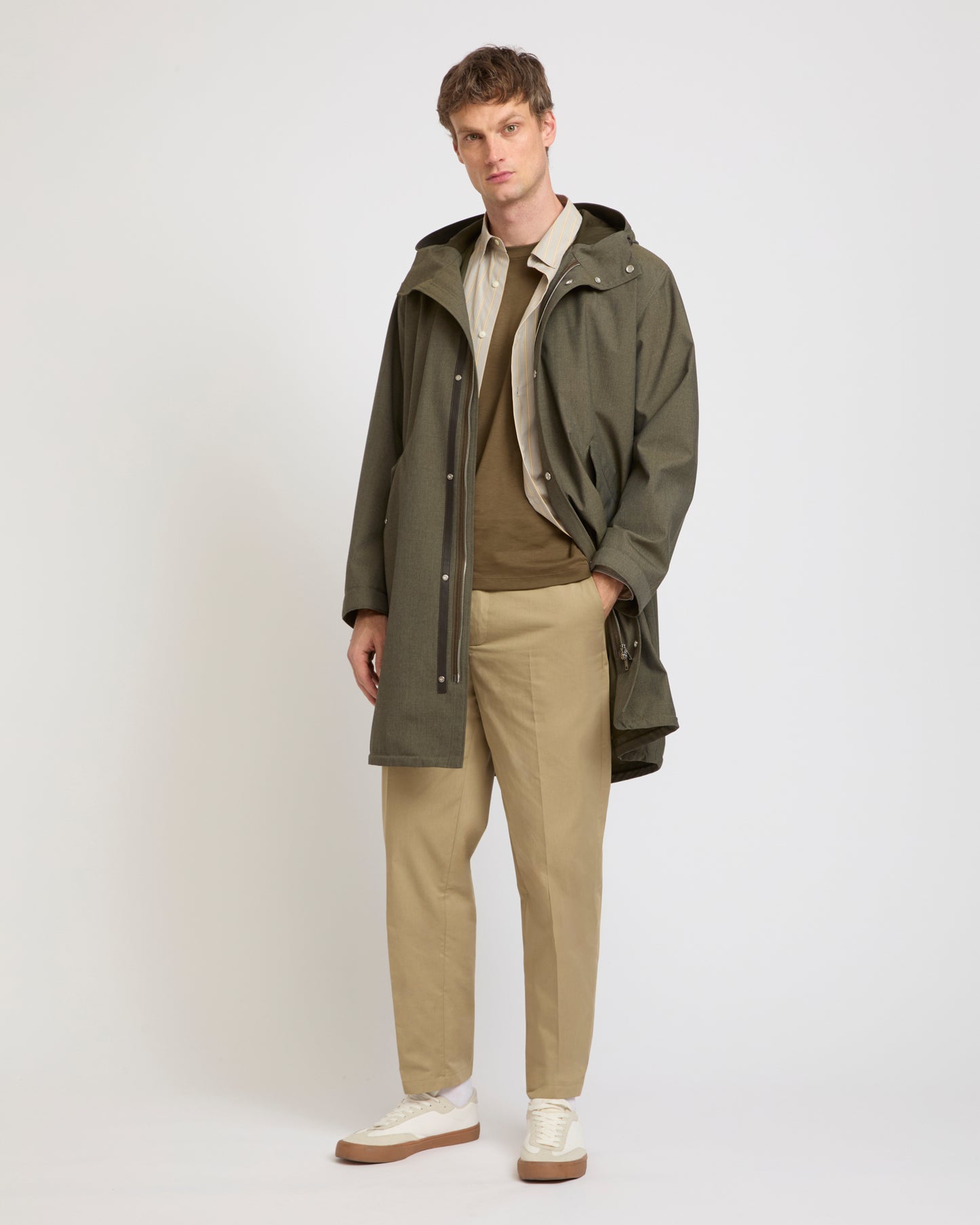 Pilot Parka in technical fabric with a cool wool look