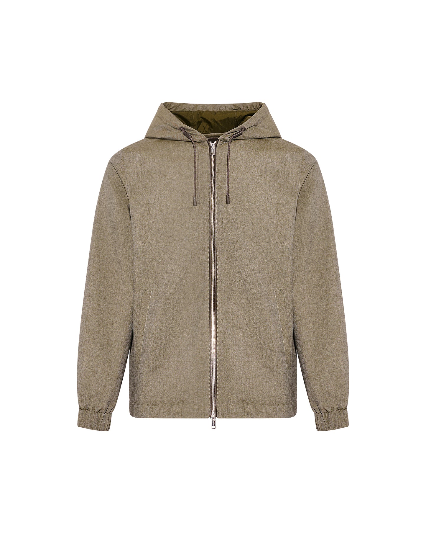 Hooded jacket in cool wool-look technical fabric