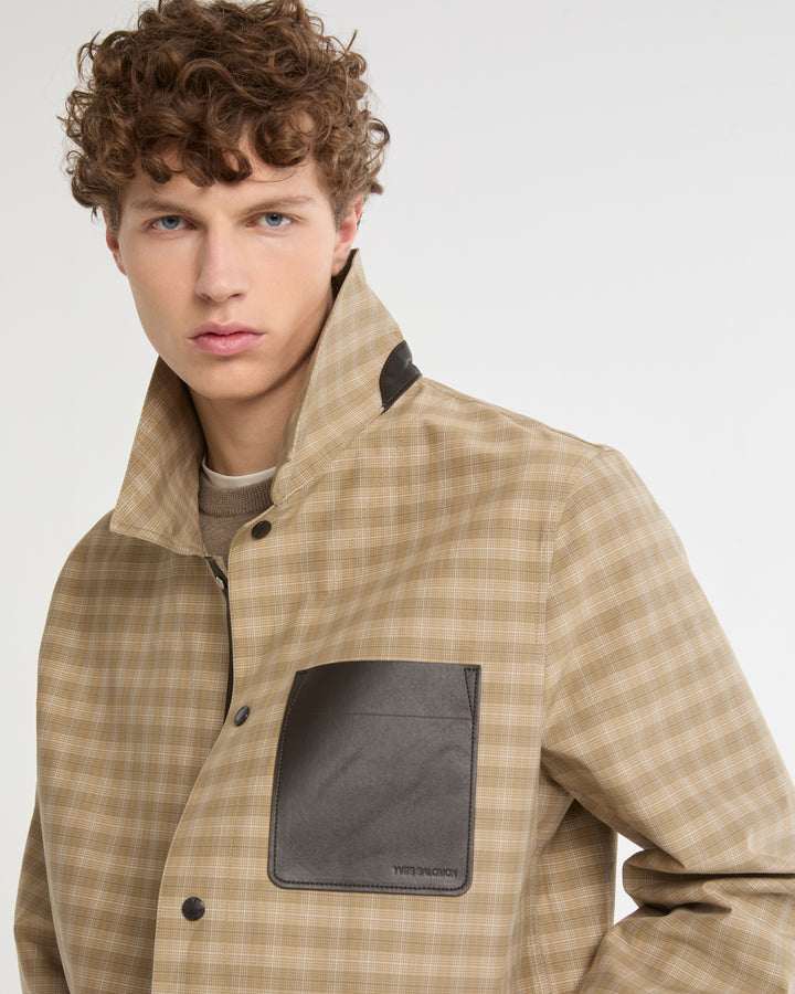 Double-sided checked cotton overshirt