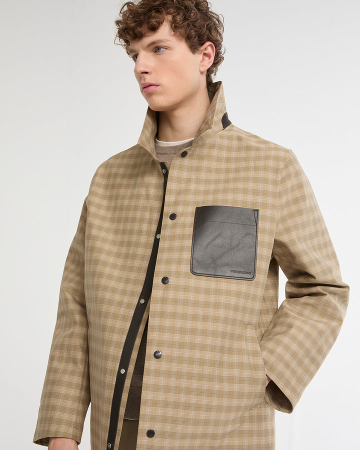 Double-sided checked cotton overshirt