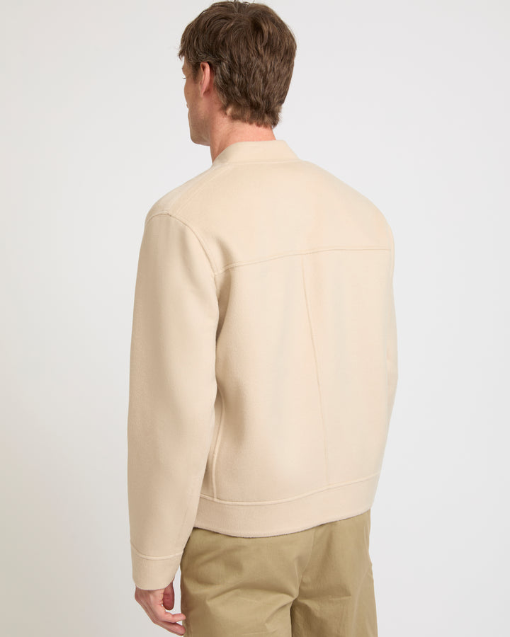 Double-sided cashmere varsity jacket