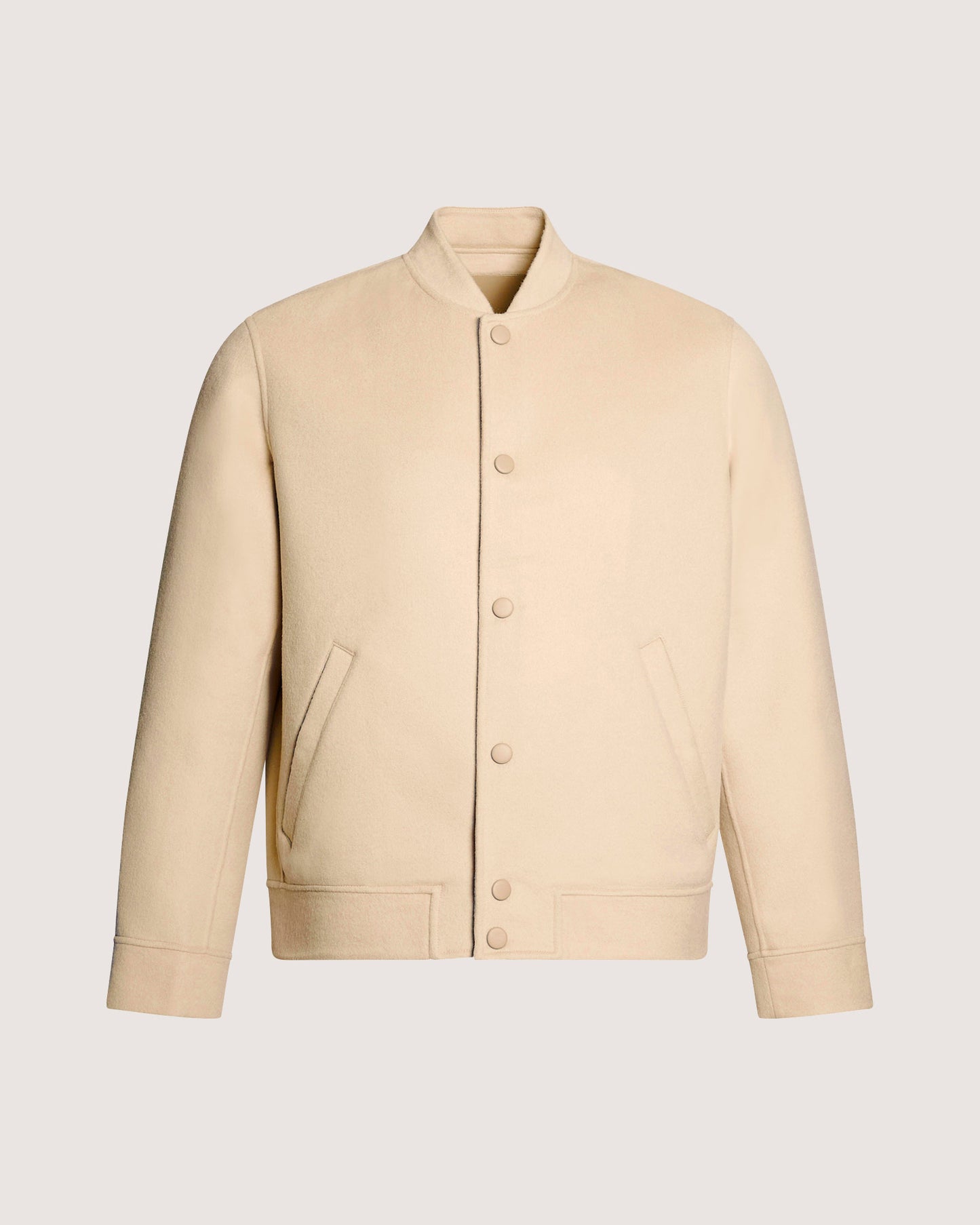 Double-sided cashmere varsity jacket