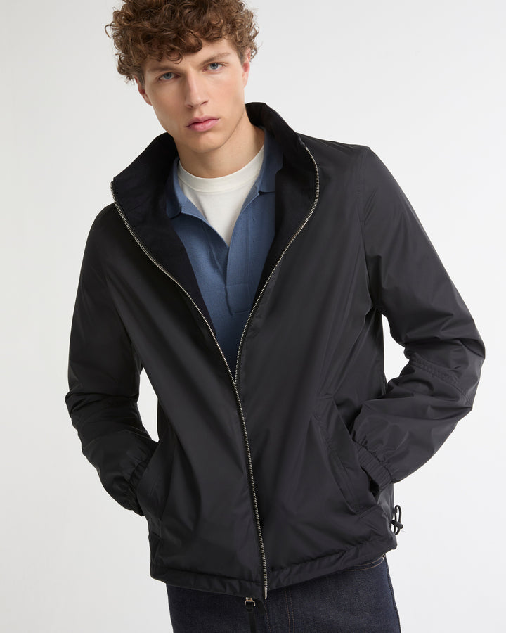 Reversible jacket in cashmere blend and technical fabric