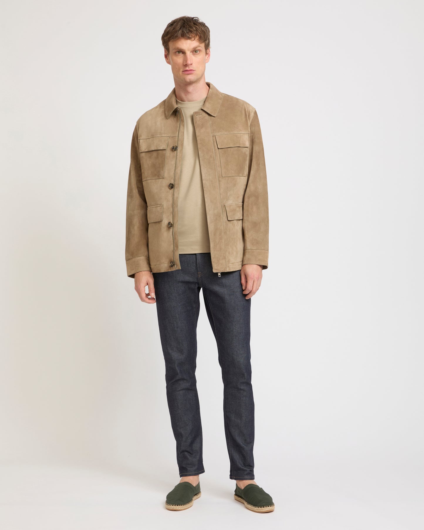Suede-finish calfskin safari jacket