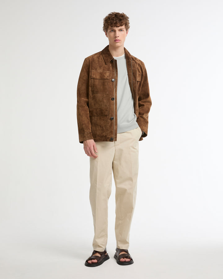 Suede-finish calfskin safari jacket